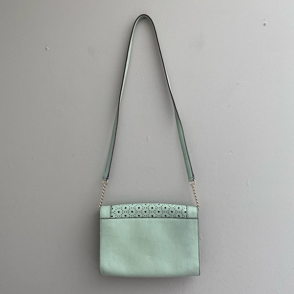 Kate Spade Mint Green Leather Perforated Flap Shoulder Bag - Picture 2 of 14